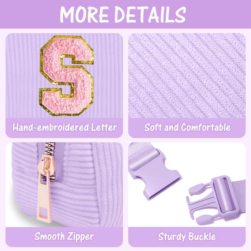 Gitus Girls Birthday Gifts - Initial Fanny Pack Belt Bag for Teen Girls - Trendy Personalized Preppy Stuff (Lavender-S) - Image 4